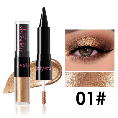 JULYSTAR 2-in-1 Black Eyeliner & Liquid Waterproof Glitter Eyeshadow (1pc)
