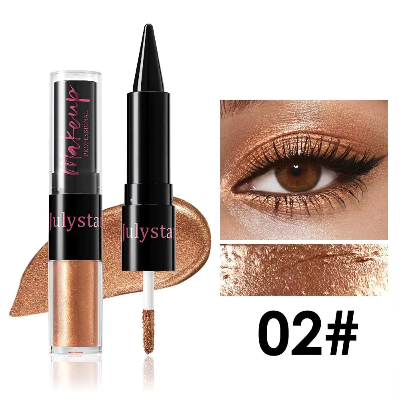 JULYSTAR 2-in-1 Black Eyeliner & Liquid Waterproof Glitter Eyeshadow (1pc)