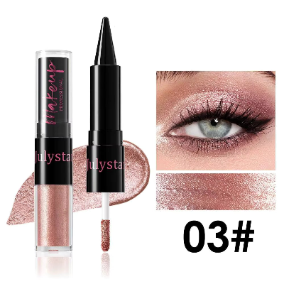 JULYSTAR 2-in-1 Black Eyeliner & Liquid Waterproof Glitter Eyeshadow (1pc)
