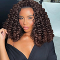 14-Inch Afro Curly 3-In-1 (Half Wig,Headband,Drawstring Ponytail) Synthetic Hair Wig (#1B/33)