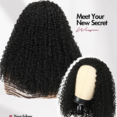 16-Inch Afro Kinky Curly 3-in-1 Synthetic Hair Half-Wig (#1B)