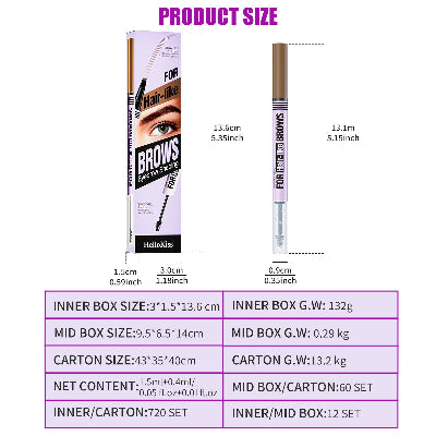 HELLOKISS 2-in-1 Waterproof Gel with Four Fine Tip Eyebrow Enhancer Pencil (1pc)