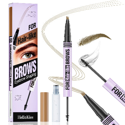 HELLOKISS 2-in-1 Waterproof Gel with Four Fine Tip Eyebrow Enhancer Pencil (1pc)
