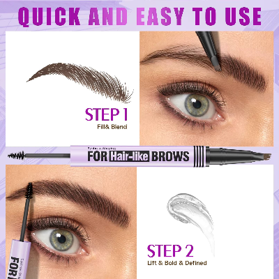 HELLOKISS 2-in-1 Waterproof Gel with Four Fine Tip Eyebrow Enhancer Pencil (1pc)