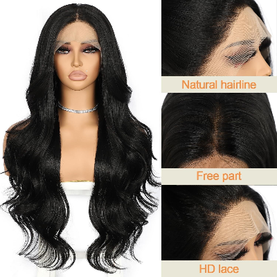 26-Inch Body Wave Synthetic Hair High Temperature Fiber Wig (1B)