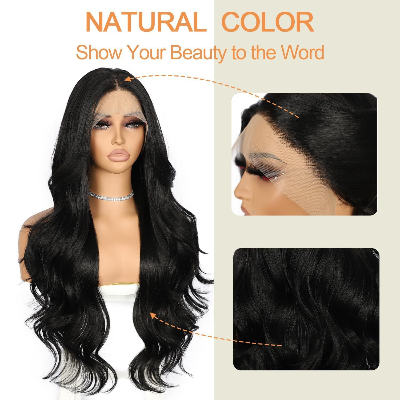 26-Inch Body Wave Synthetic Hair High Temperature Fiber Wig (1B)