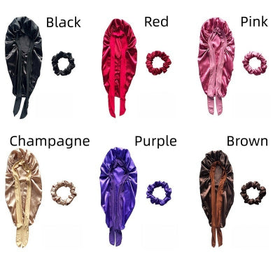 Long Satin and Scrunchies Set Bonnet (1pc)