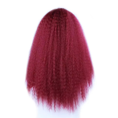 20-Inch Afro Yaki Kinky Straight Synthetic Hair No Lace Glueless Simulated Scalp Wig (BUG)