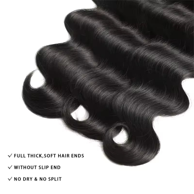 16 18 20-Inch Body Wave Synthetic & Human Hair Blend Bundles (3-Bundles/#1B)