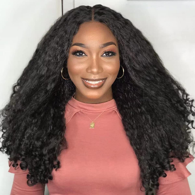 24-Inch Bouncy Synthetic Hair High Temperature Fiber Wig (Black)