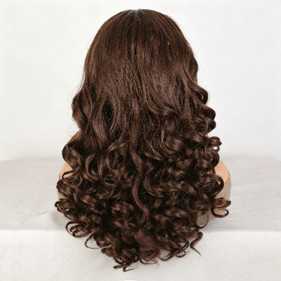 22-Inch Bouncy Wave Synthetic Hair High Temperature Fiber Wig (#4-Chocolate Brown)