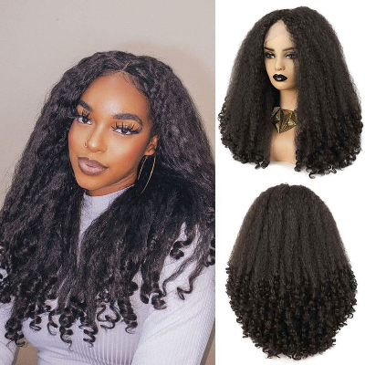 24-Inch Bouncy Synthetic Hair High Temperature Fiber Wig (Black)