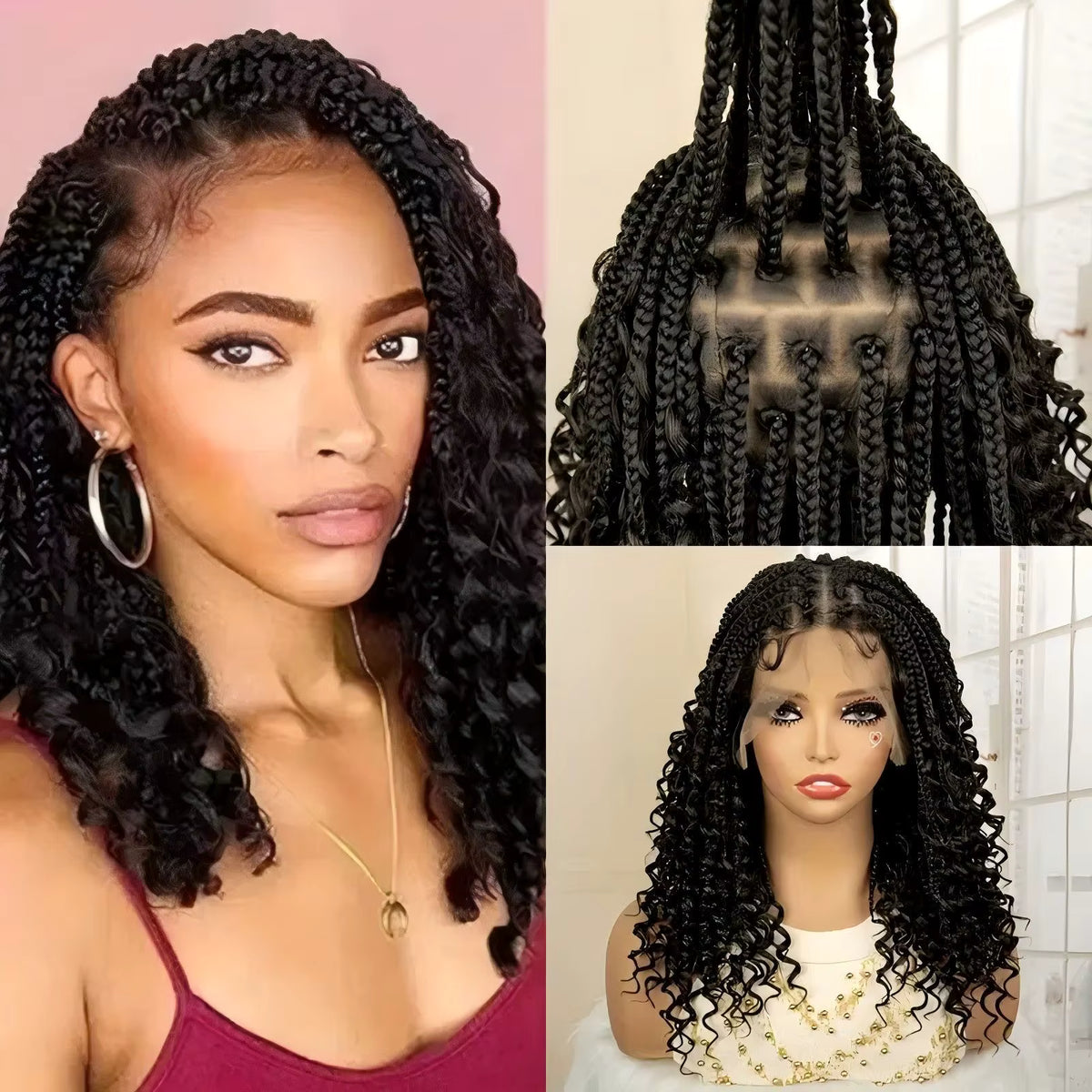 18-Inch Full Lace Glueless Synthetic Three-Strand Box Braid Wig (#T27-Caramel)