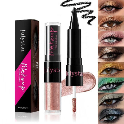 JULYSTAR 2-in-1 Black Eyeliner & Liquid Waterproof Glitter Eyeshadow (1pc)
