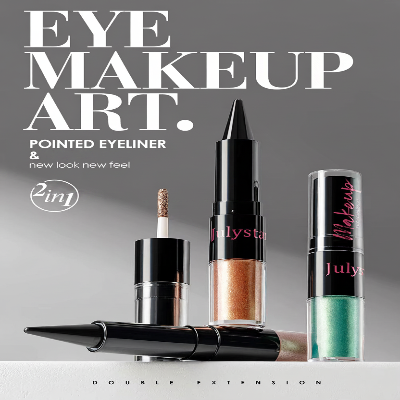 JULYSTAR 2-in-1 Black Eyeliner & Liquid Waterproof Glitter Eyeshadow (1pc)