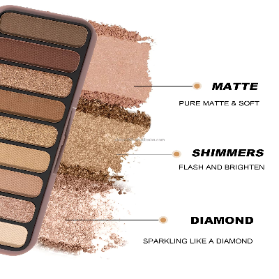 HANDAIYAN 9 Colors Waterproof Pearlescent Glitter Eyeshadow Palette (1pc)