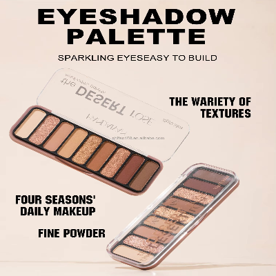 HANDAIYAN 9 Colors Waterproof Pearlescent Glitter Eyeshadow Palette (1pc)
