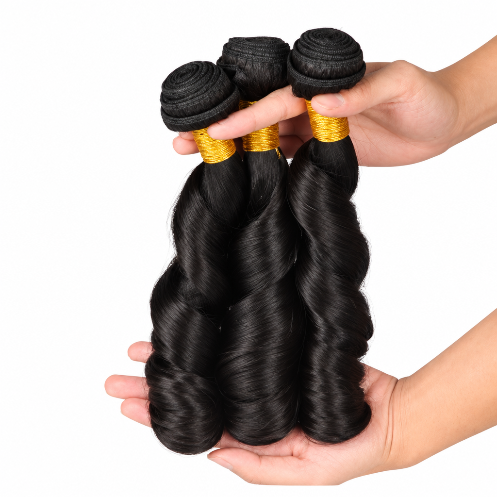 16 18 20 Inch French Curl Indian Remy 100% Human Hair Bundles (3-Bundles/#1B)