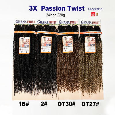 3X Ghana Twist Passion Twist Crochet Hair (24-Inch/Ombre)