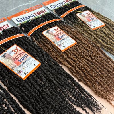 3X Ghana Twist Passion Twist Crochet Hair (24-Inch/Ombre)