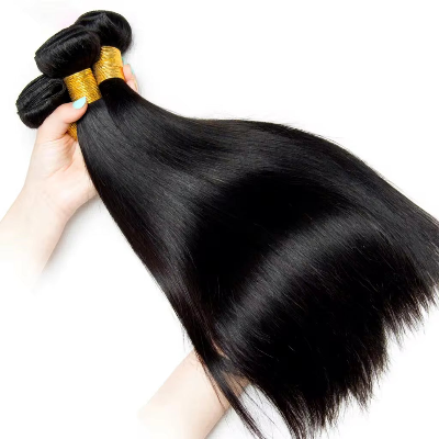 16 18 20-Inch Straight Synthetic & Human Hair Blend Bundles (3-Bundles/#1B)