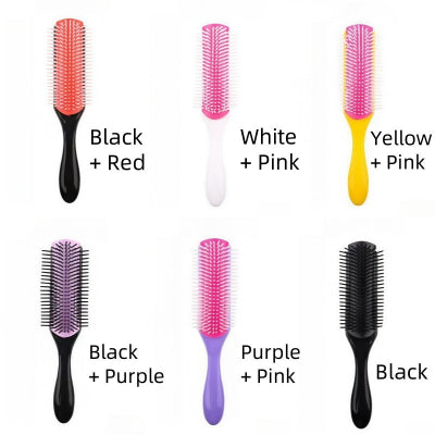 Detangle Hair Brush With 9 Row Comb Teeth for Men and Women (1pc)