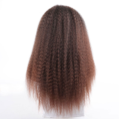 20-Inch Afro Yaki Kinky Straight Synthetic Hair No Lace Glueless Simulated Scalp Wig(T1B/30)