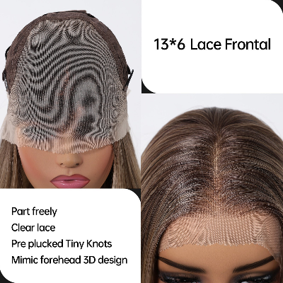 26-Inch Straight Synthetic Hair High Temperature Fiber Wig (Light-Brown Gradient)
