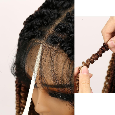 14-Inch Heat-Resistant Fiber Passion Twist Braid Wig with Baby Hair Lightweight (#T30-Auburn Brown)