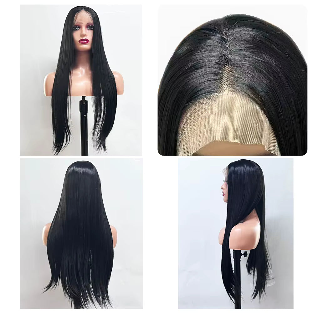 30-Inch Straight Synthetic Hair High Temperature Fiber Wig (#1B-Natural Black)
