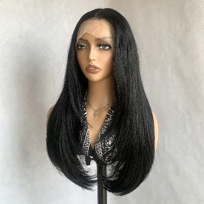 24-Inch Straight Synthetic Hair High Temperature Fiber Wig (#1B)