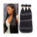 12 14 16 Inch Straight 10A Brazilian Remy 100% Human Hair Bundles (3-Bundles/#1B)