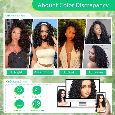 14-Inch Afro Curly 3-In-1 (Half Wig,Headband,Drawstring Ponytail) Synthetic Hair Wig (#1B/30)