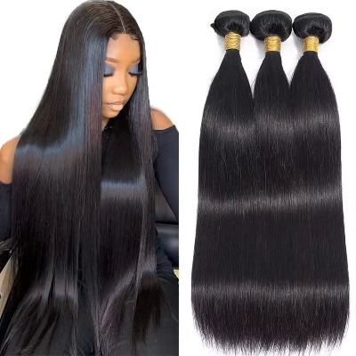 22 24 26 Inch Straight 10A Brazilian Remy 100% Human Hair Bundles (3-Bundles/#1B)