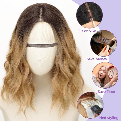 14-Inch Body Wave Synthetic Hair High Temperature Fiber Wig (#1B/30)
