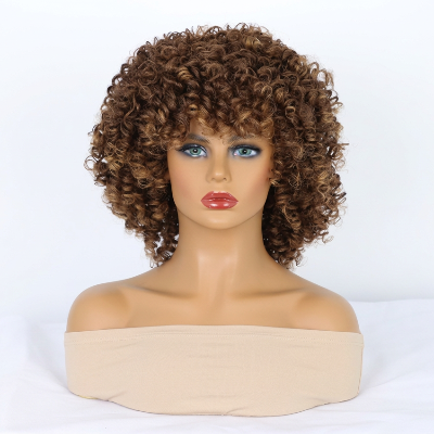 16-Inch Afro Kinky Curly Synthetic Hair with Bangs (#T27/30)