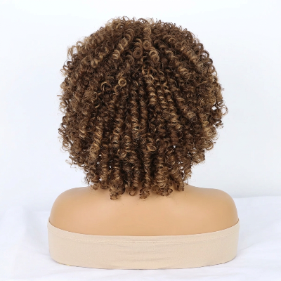 16-Inch Afro Kinky Curly Synthetic Hair with Bangs (#T27/30)