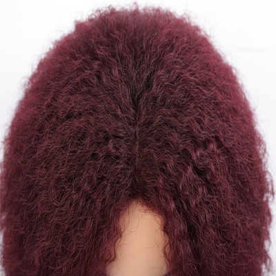20-Inch Afro Yaki Kinky Straight Synthetic Hair No Lace Glueless Simulated Scalp Wig (BUG)