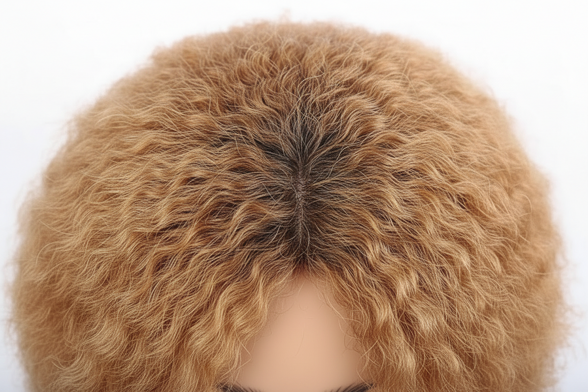20-Inch Afro Yaki Kinky Straight Synthetic Hair No Lace Glueless Simulated Scalp Wig (#27)