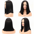 14-Inch Bone Straight Bob Synthetic Hair High-Temperature Wig (#1B)