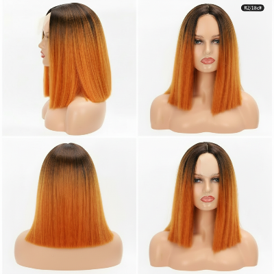 14-Inch Bone Straight Bob Synthetic Hair High-Temperature Wig (#R2/18C)