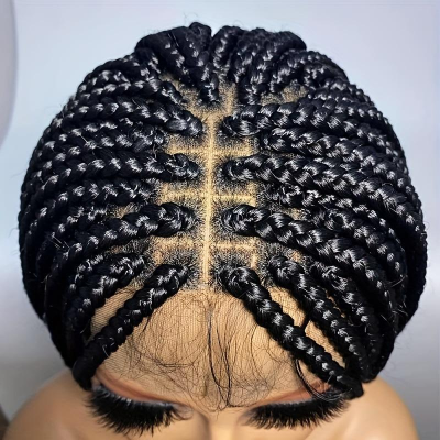 22-Inch Natural Hairline HD Lace Knotless Box Braid Crochet Wig with Baby Hair Highlight (#T27)