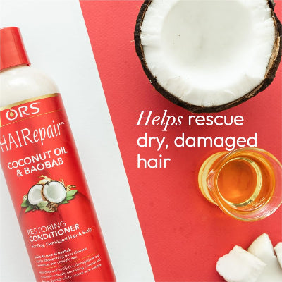 ORS Hair Repair Coconut Oil and Baobab Restoring Conditioner for Hair & Scalp (12.5 Oz)