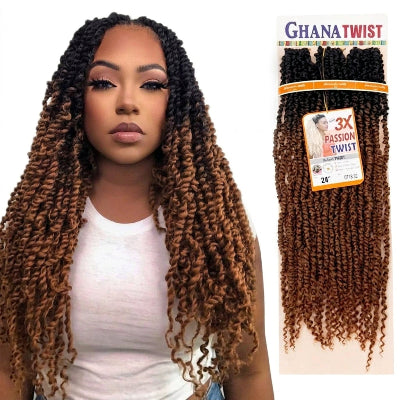 3X Ghana Twist Passion Twist Crochet Hair (24-Inch/Ombre)