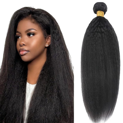 20-Inch Kinky Straight Synthetic Hair Bundles  (3-Bundles/#1B)