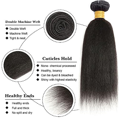 20-Inch Kinky Straight Synthetic Hair Bundles  (3-Bundles/#1B)