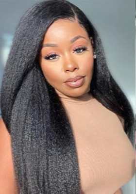 20-Inch Kinky Straight Synthetic Hair Bundles  (3-Bundles/#1B)