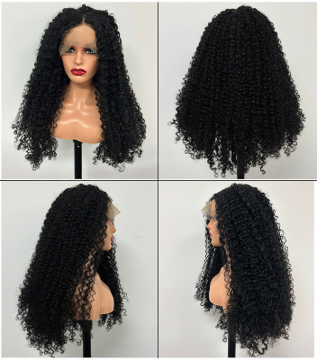 32–Inch HD Lace Frontal Kinky Curly Synthetic Hair Wig (#1B)