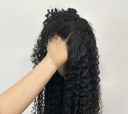 32–Inch HD Lace Frontal Kinky Curly Synthetic Hair Wig (#1B)