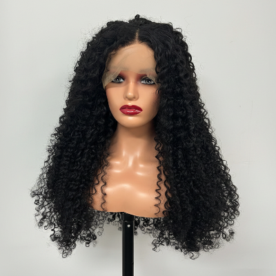 32–Inch HD Lace Frontal Kinky Curly Synthetic Hair Wig (#1B)